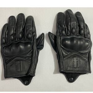 Men’s / Women’s Motorcycle Gloves M/L Black Leather Knuckle Armor